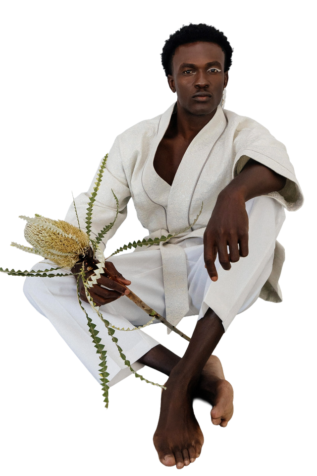 Men's White & Silver Kimono