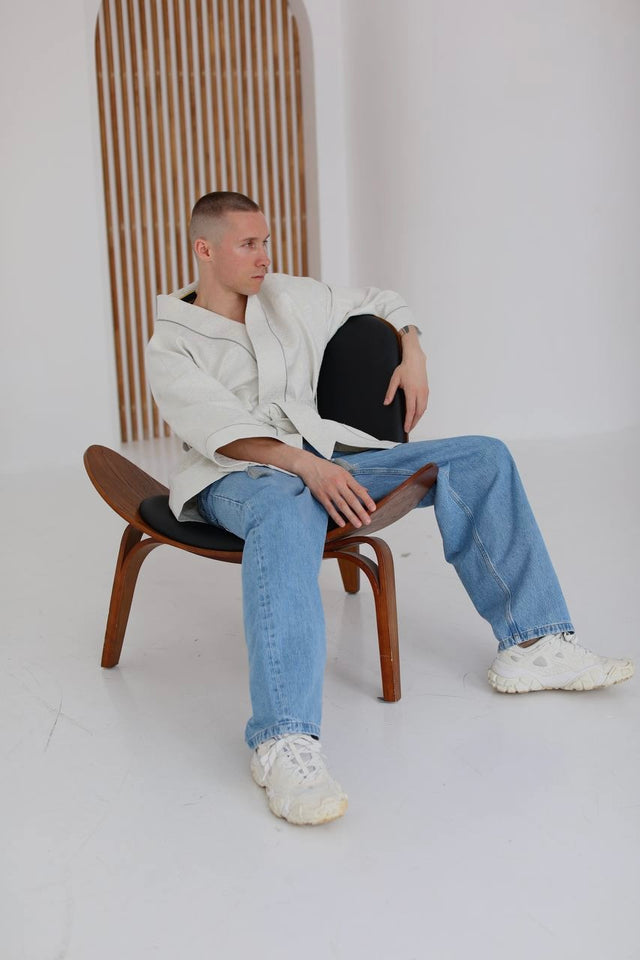 Men's White & Silver Kimono