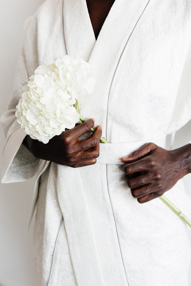 Men's White & Silver Kimono