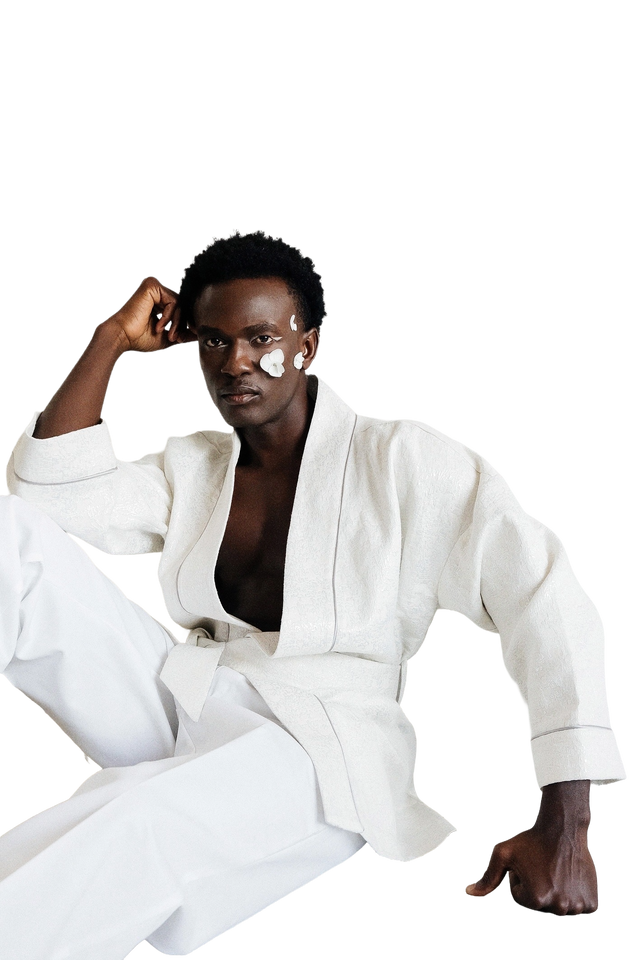 Men's White & Silver Kimono